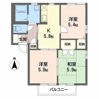 サンシャイン小信B棟【2階】の間取り