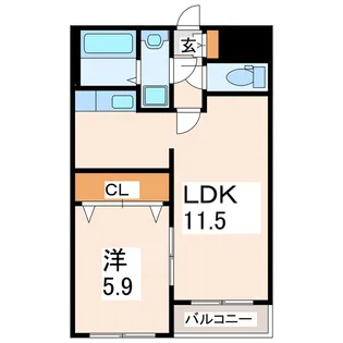 1LDKの間取り画像