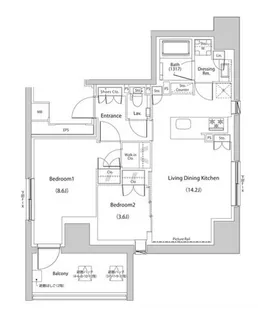 ザ・パークハビオ人形町レジデンス【7階】の間取り