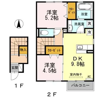 広島県福山市伊勢丘1【アパート】の間取り
