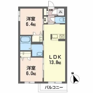 2LDKの間取り画像