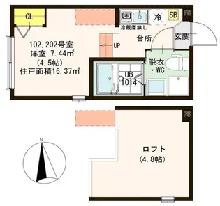 ハーモニーテラス梅島VI【1階】の間取り