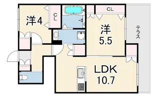 ルポン ド ペルル【1階】の間取り