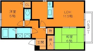 パセオ白鳳B【1階】の間取り