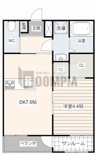 コミーテ須賀II【1階】の間取り