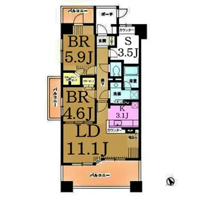グライユール横浜【1階】の間取り