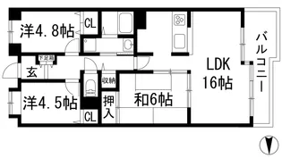 シャルマンコーポ石橋【3階】の間取り
