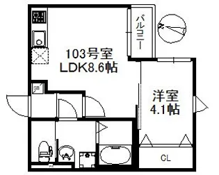 メゾンソレイユ久留米A【1階】の間取り