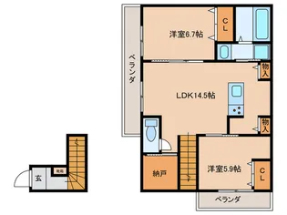 クインテット土生【2階】の間取り