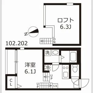 ハーモニーテラス生駒町II【1階】の間取り