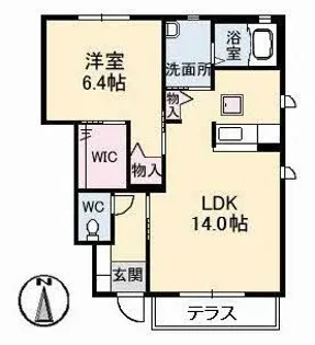 パルク・ギオーネ 弐番館【1階】の間取り