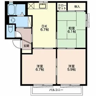 オークコート A棟【2階】の間取り