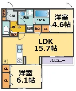 クラシスト甲子園一番町I【2階】の間取り