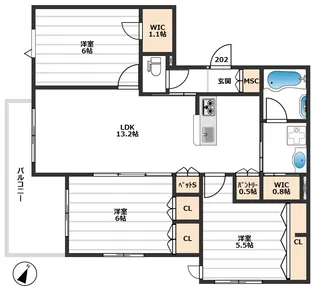 寿ハウス【2階】の間取り
