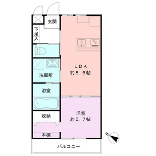 フェルディ女池西【1階】の間取り