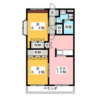 ヒルクレストI【1階】の間取り