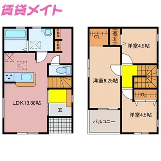 三重県鈴鹿市長太旭町4【一戸建】の間取り