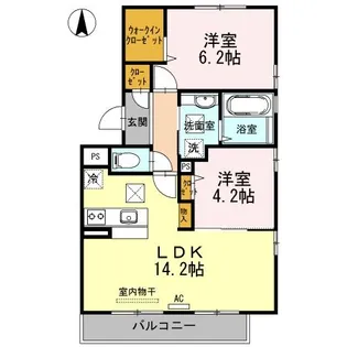 ウィルコート小郡三軒屋町 B棟【1階】の間取り