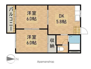 メゾン谷上B【2階】の間取り