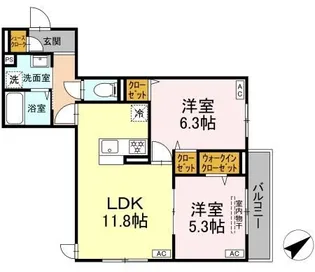 D Paina 井土ケ谷中町【2階】の間取り