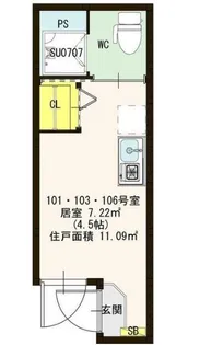ハーモニーテラス野沢【1階】の間取り