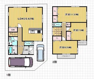 京都府京都市伏見区納所下野【一戸建】の間取り