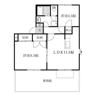 ルミエールKANYU B棟【1階】の間取り