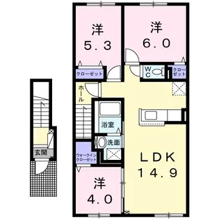カーサ 富岡【2階】の間取り