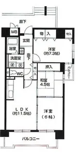 コーシャハイツ瓜破【5階】の間取り