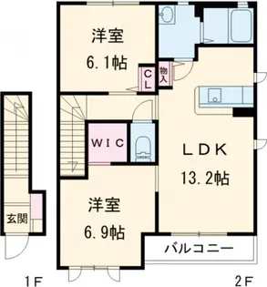 リーフガーデンハイツ D【1階】の間取り