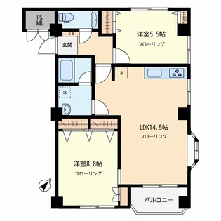みすゞ碑文谷マンション【1階】の間取り
