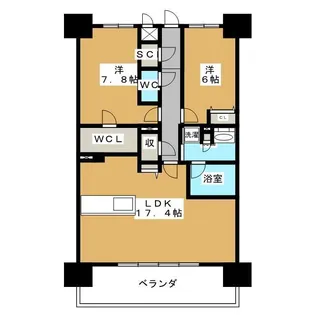 ロイヤルパークスERささしま EAST【12階】の間取り