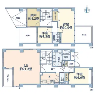 東急ドエルアルス鎌倉植木 A棟【10階】の間取り