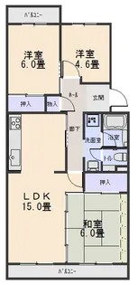 グランドヒルズ有東坂【3階】の間取り