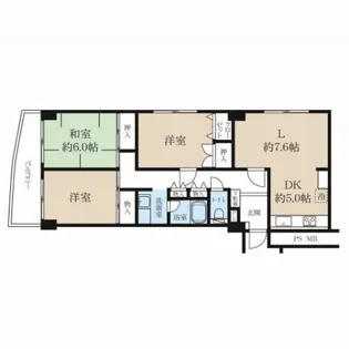 ダイヤモンドハイツ笹口【5階】の間取り