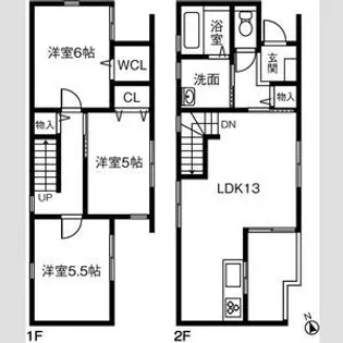 愛知県名古屋市天白区塩釜口1【一戸建】の間取り