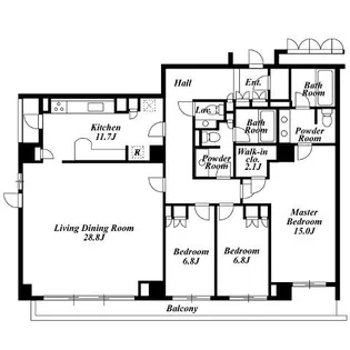 東京都港区六本木3【マンション】の間取り