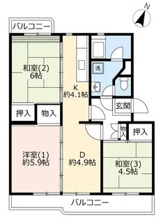 UR多摩ニュータウン豊ヶ丘【5階】の間取り