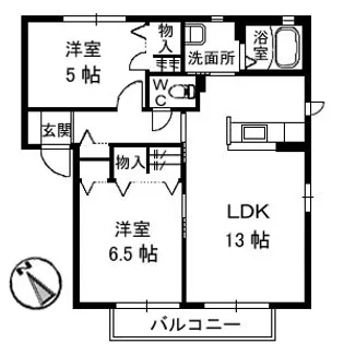 サンハイツS U棟【1階】の間取り