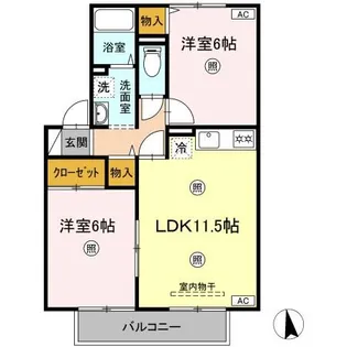 ビューテラス・ユウ B棟【2階】の間取り