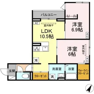トゥトゥアジュール【2階】の間取り
