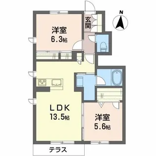 メルヴェーユM【1階】の間取り