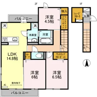 グレイスコート芦屋大原町【2階】の間取り