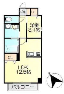 呉三条3丁目 1LDK(エイホームビル)【3階】の間取り
