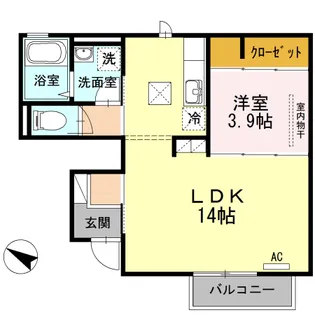 ウィット室積VI 1LDK【1階】の間取り