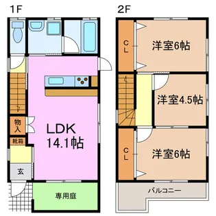 愛知県名古屋市天白区荒池2【一戸建】の間取り