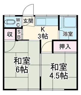 フラワーハイツB【2階】の間取り