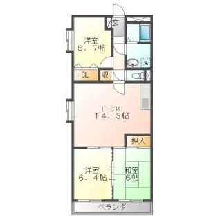 ロイヤルエステートIII【5階】の間取り