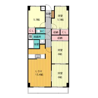 シティファミリー八事S棟【2階】の間取り