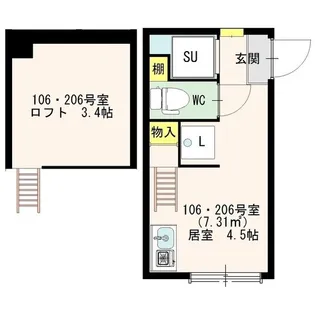 ウェルストン神楽坂【1階】の間取り